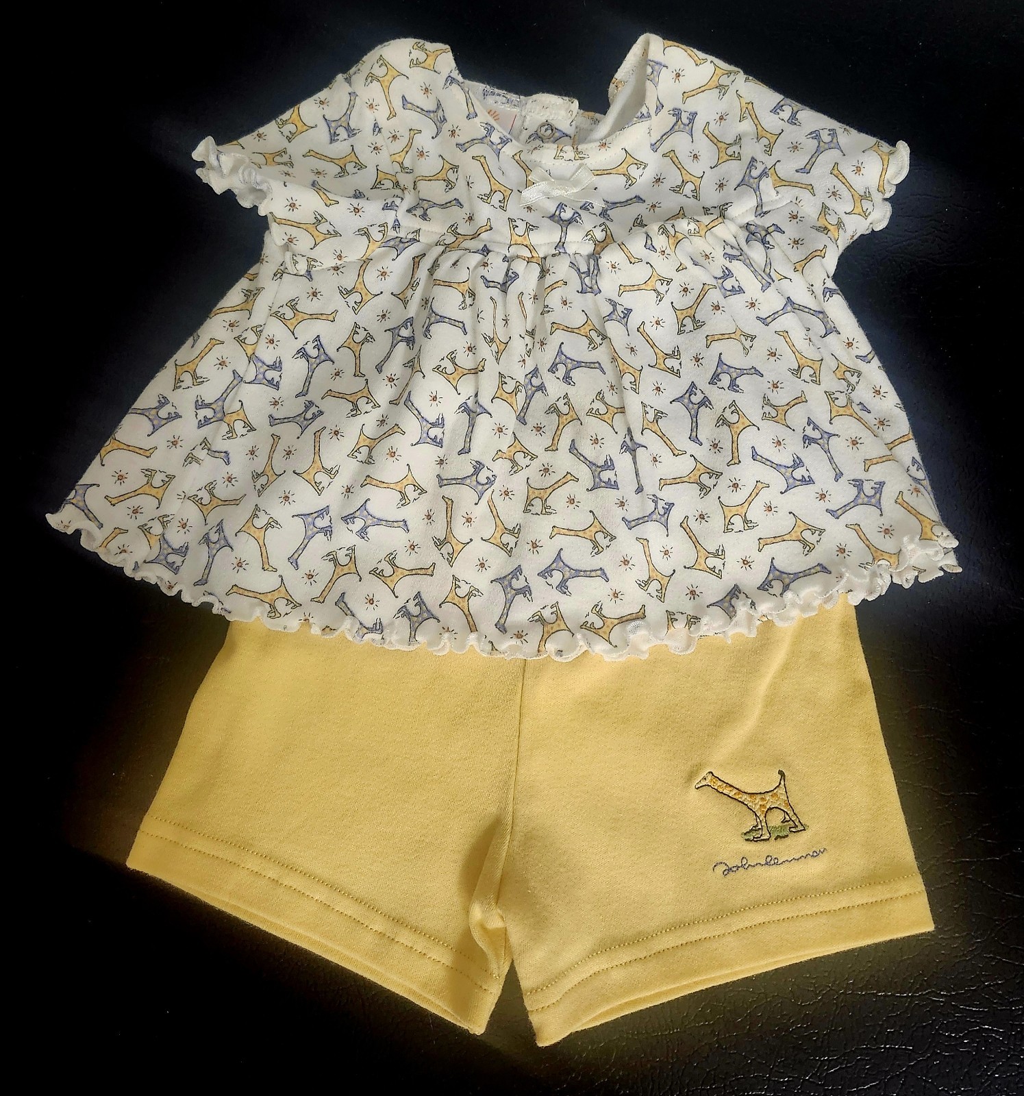 Carters John Lennon Baby Yellow Shorts Set 9-12 Months Vintage