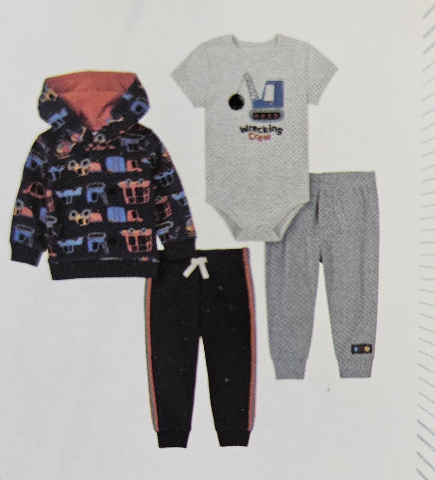Girls Kids Headquarters 4 Piece Set Navy Blue Construction 3M