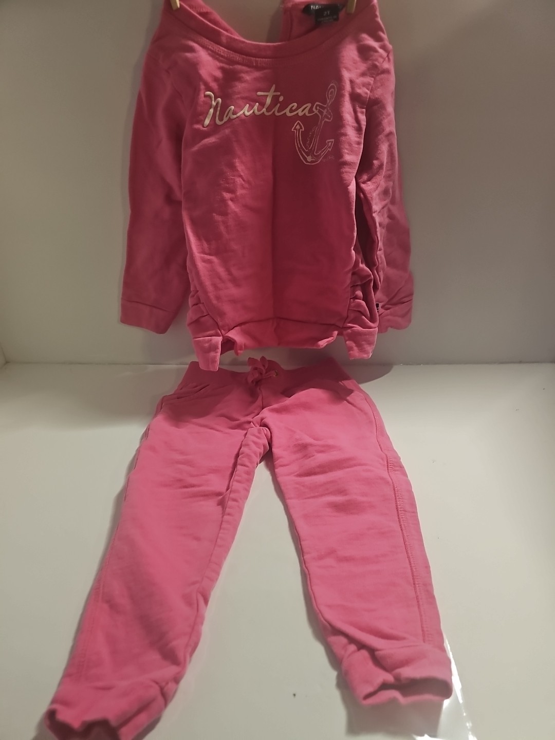 Nautica Girls 2T Sweat Shirt and Pants Outfit Set Pink
