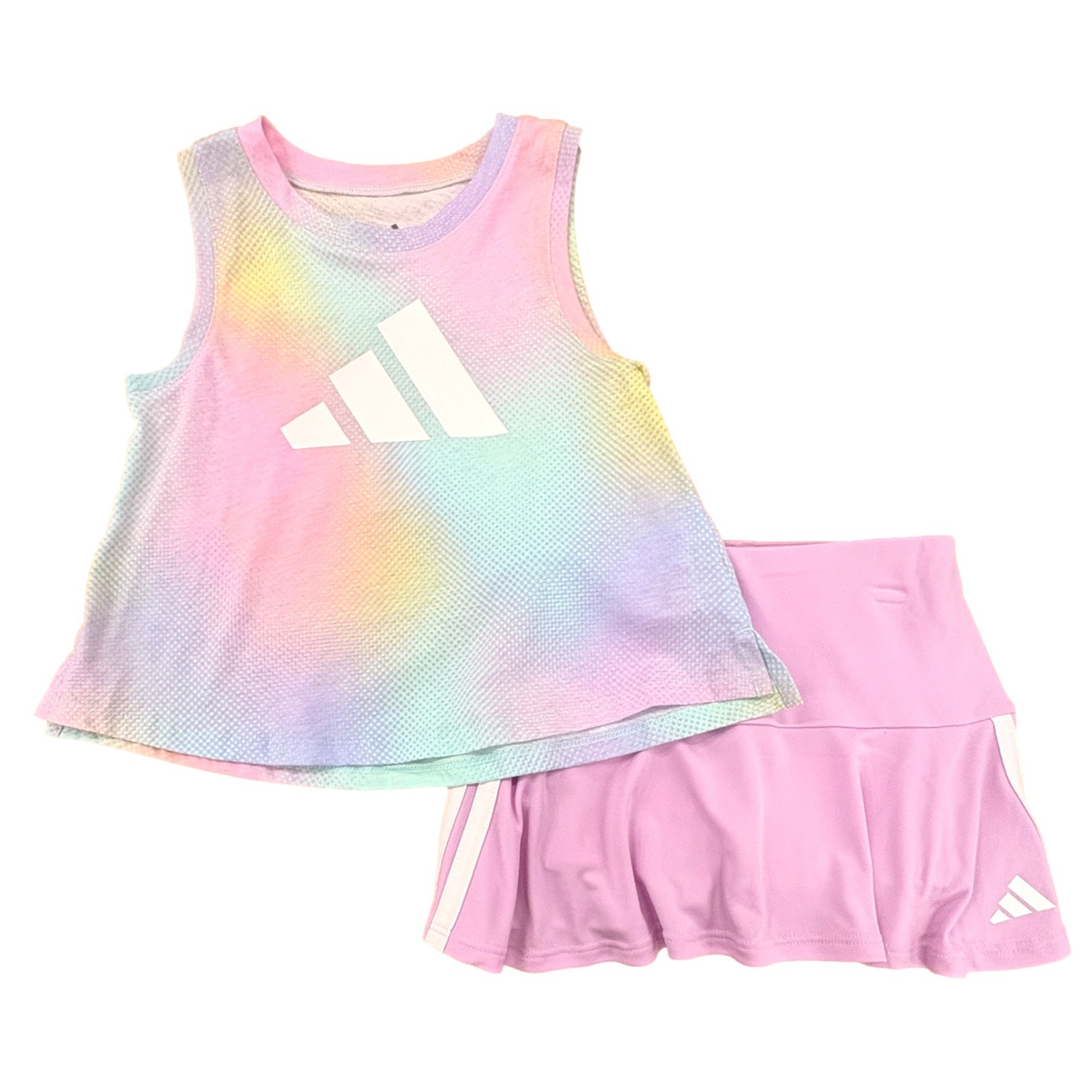Adidas Toddler Girls Purple Blue & Pink Ombre 2 Pc Skort Outfit Set