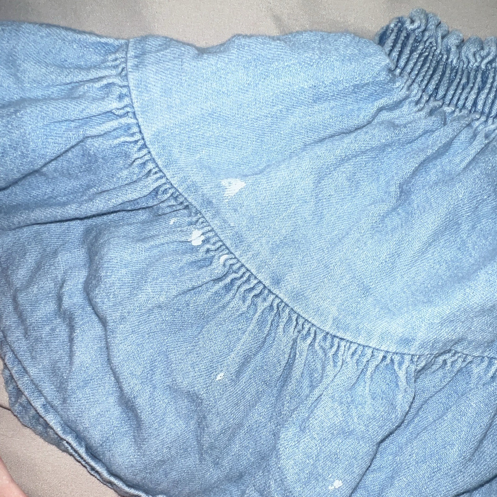 Old Navy Girls 2pc Blue Solid Denim Overall & Skirt Set 12-18M Ruffle