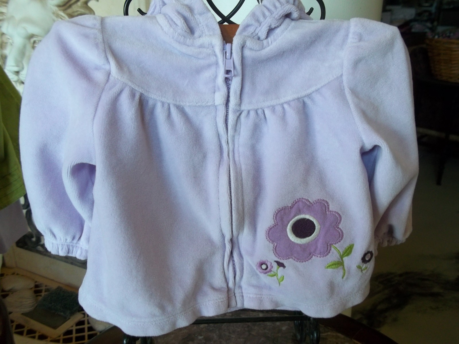 Gymboree 2013 Squirrel Cutie lavender velour hooded zip jacket 6-12