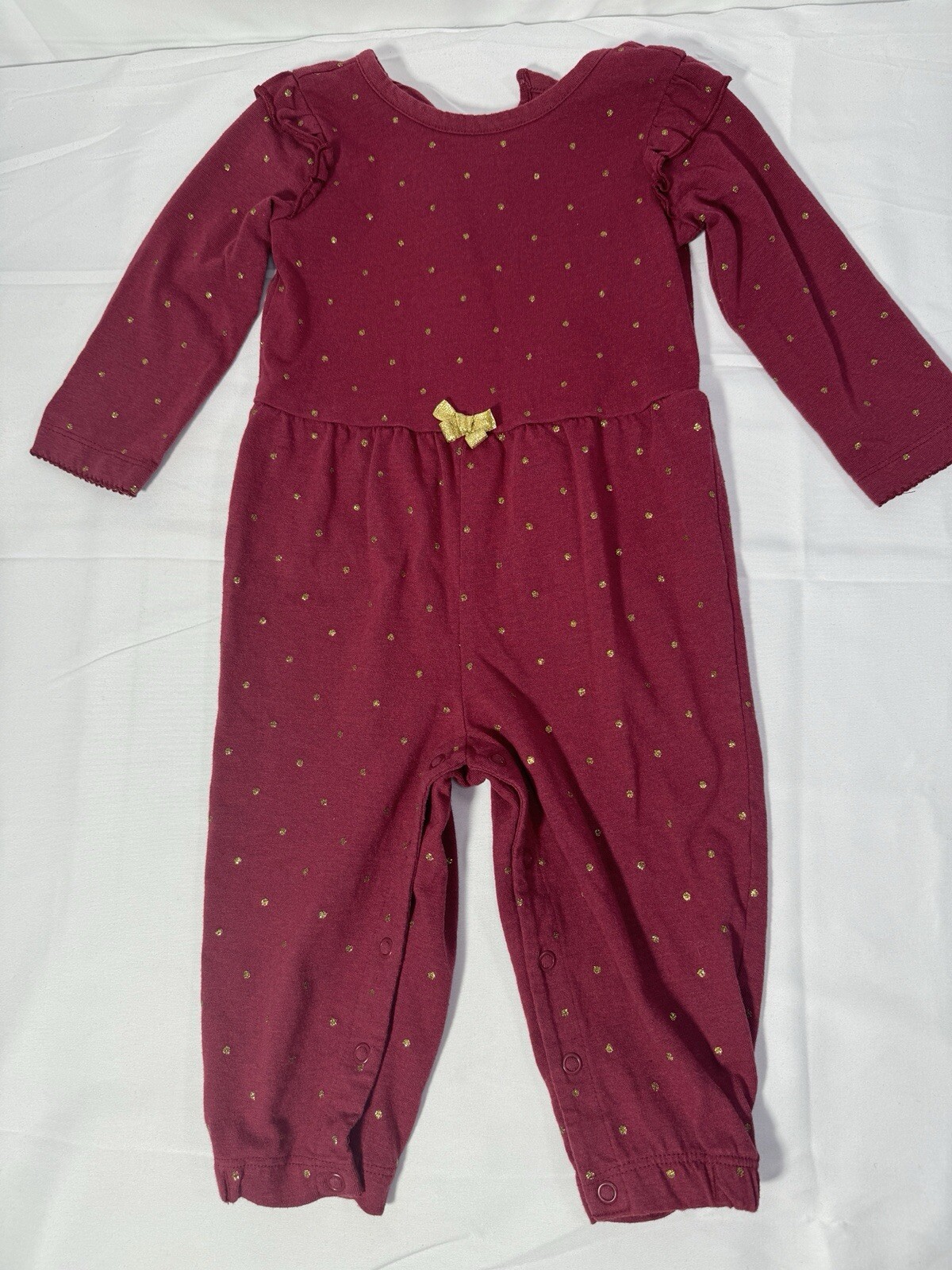 Carter’s Christmas Romper Set Long Sleeve One Piece Jumpsuit Girls 12 Months