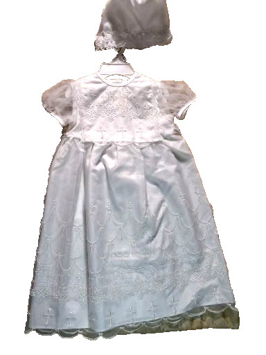 9-12 mth Christening gown and Bonnet with crosses NWT
