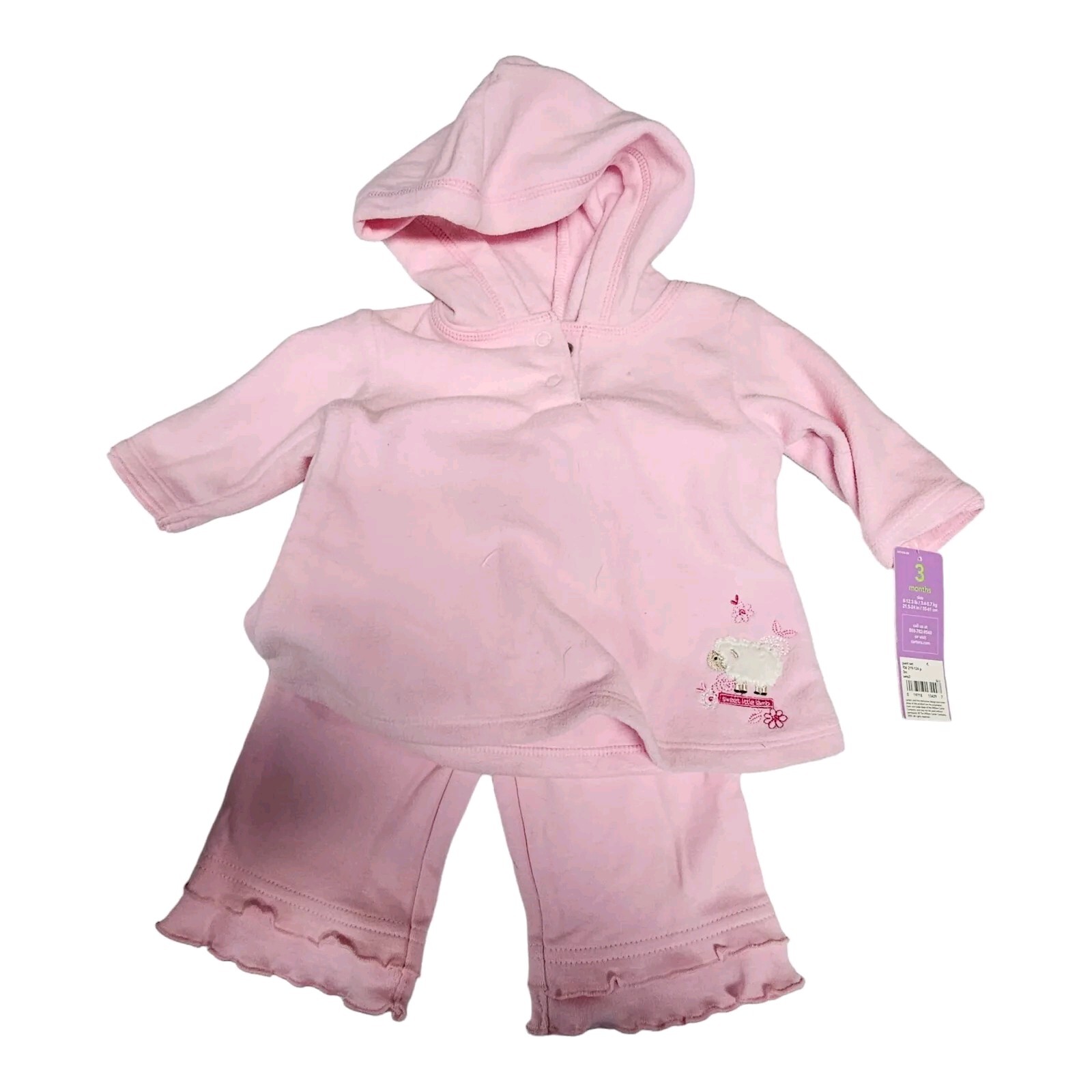 Carter’s 2 Piece Set 3 Months Outfit for Girls Pink Pants Hoodie Jacket with TAG
