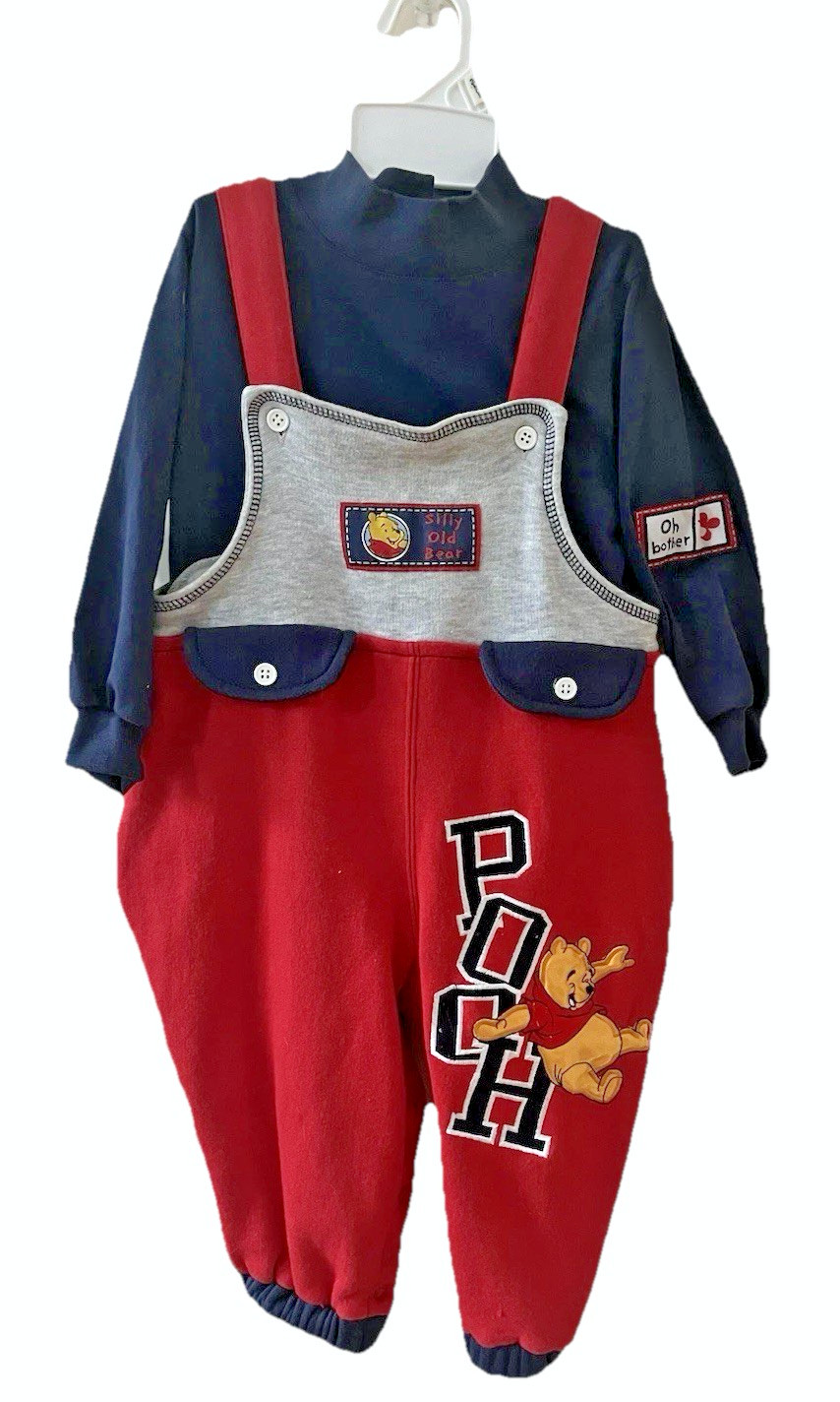 Vtg Winnie the Pooh Overalls & Shirt 24M Tigger 100 Acre Collection Disney NEW