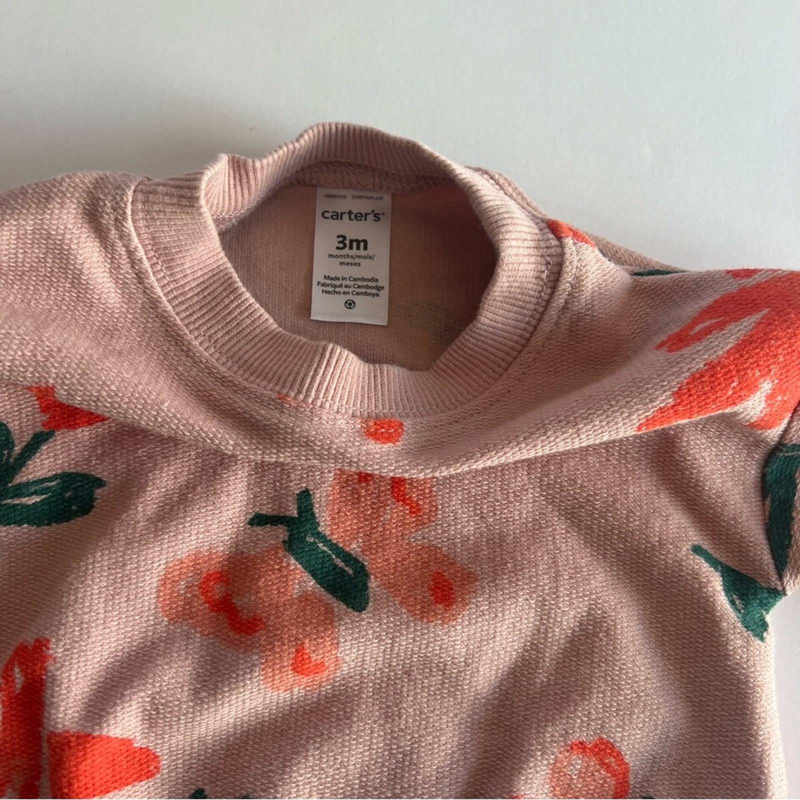 Carters Blush Orange Floral Butterfly Outfit Sz 3 mo