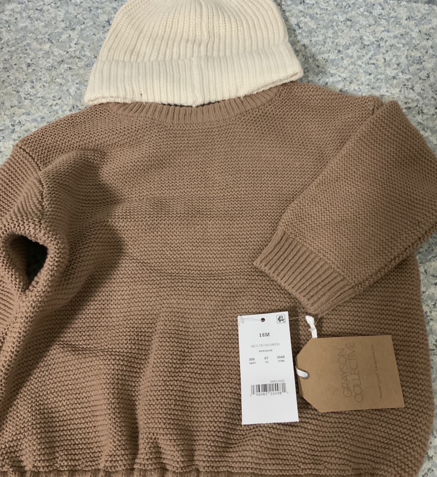 ⚡️Grayson Collective Baby Beanie & Sweater, Cream/brown 18 Months
