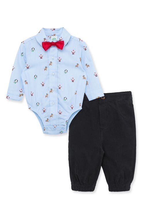 Little Me Festive Bodysuit & Pants Set Baby Boys 3M Black/Blue Button Closure