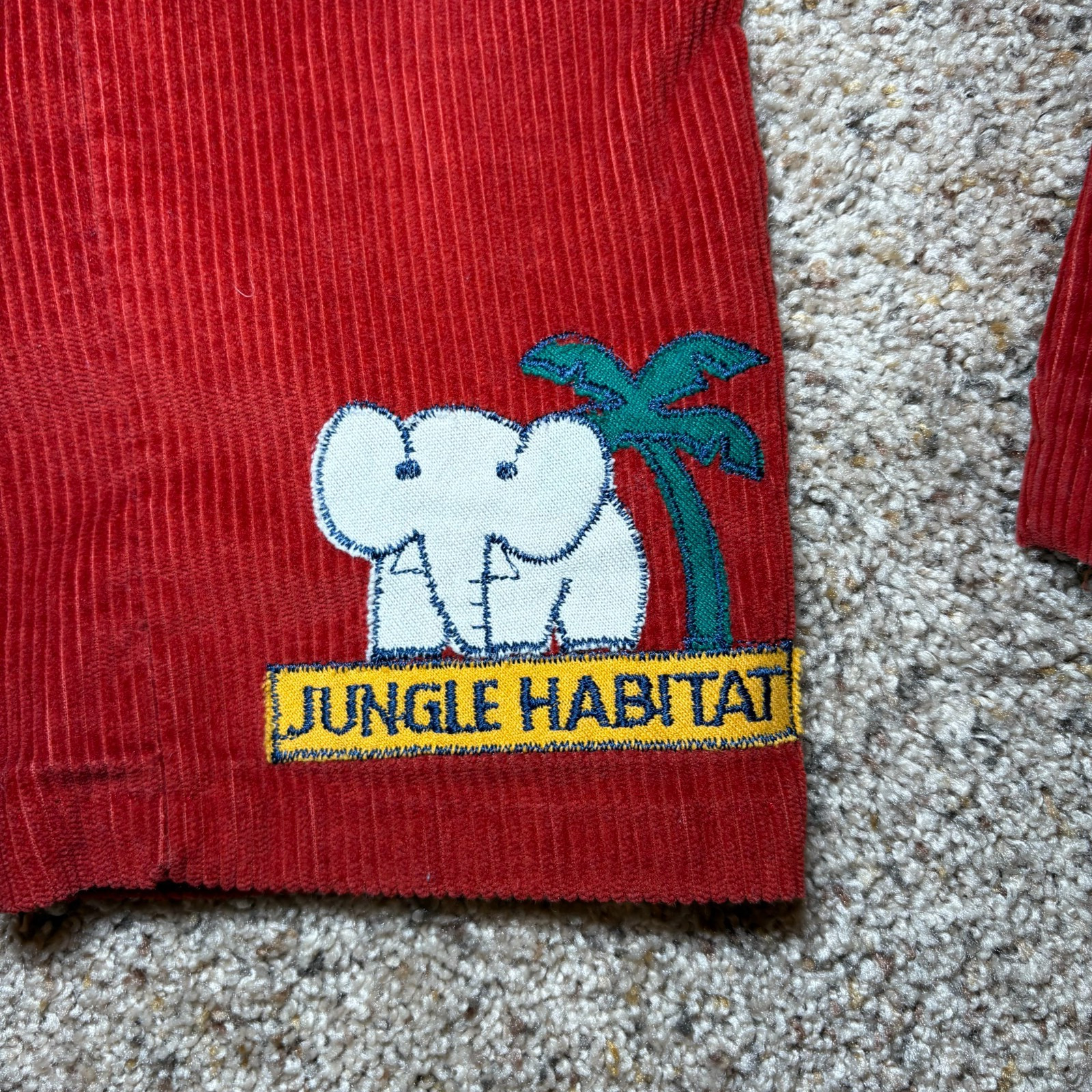 Health-Tex 4T Red Corduroy 3 piece outfit Jungle Habitat Elephant & monkey VTG