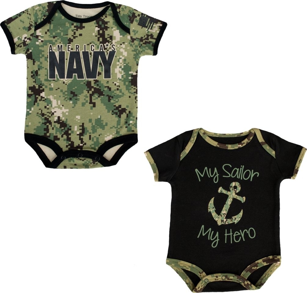 Clothing Little Sailor Baby 2 Pk U.S. Navy Bodysuits NWU Camo & Black (3-6 Mo…