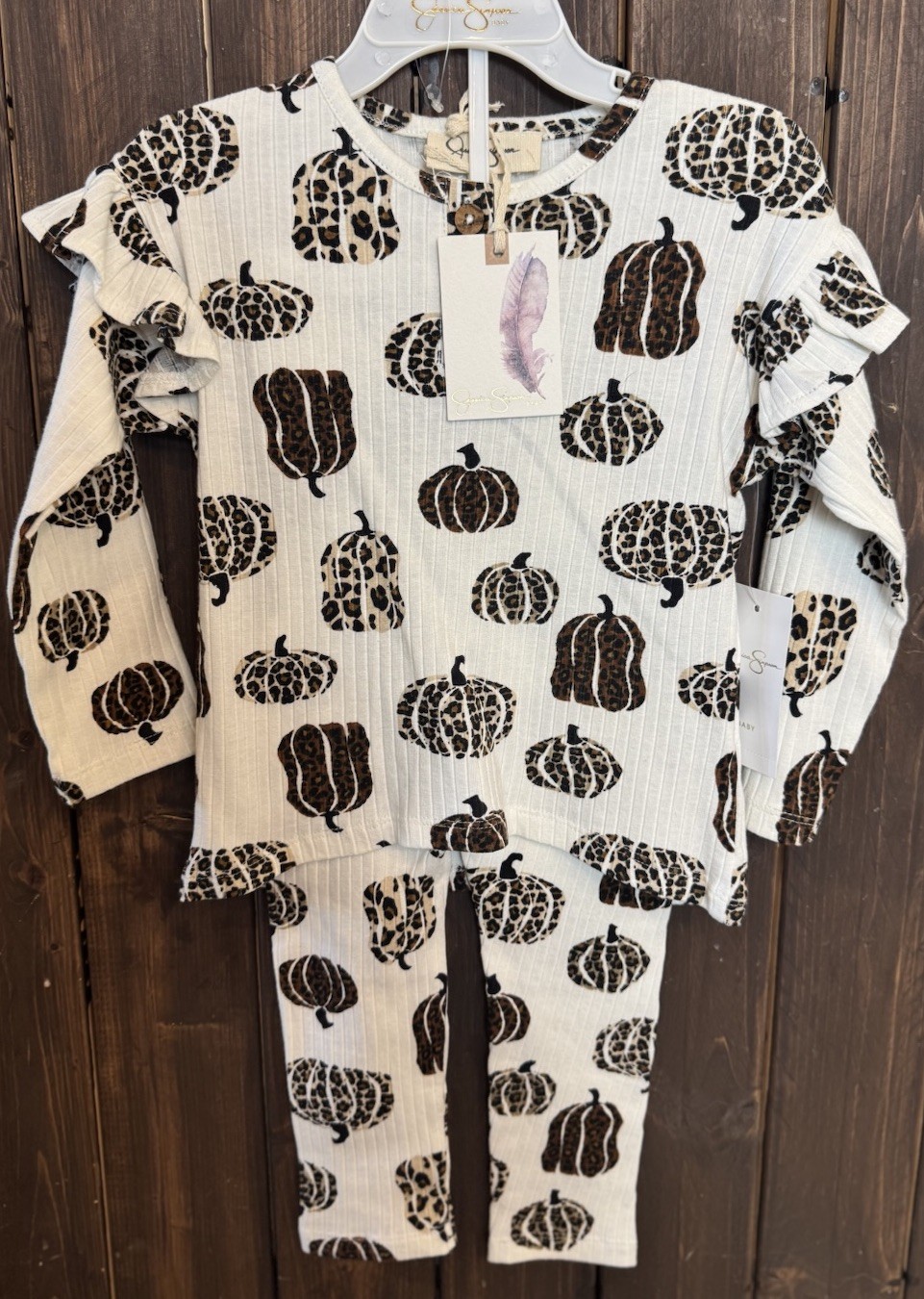 Jessica Simpson 24 Months 2-Piece Leopard Fall Pumpkin Outfit, NWT