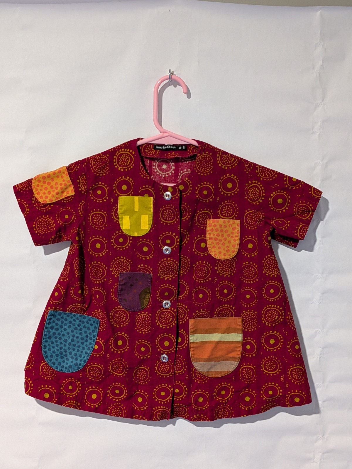 Marimekko Iloinen Takki (Happy Dress) size 85 – colorful patch-pocket tunic
