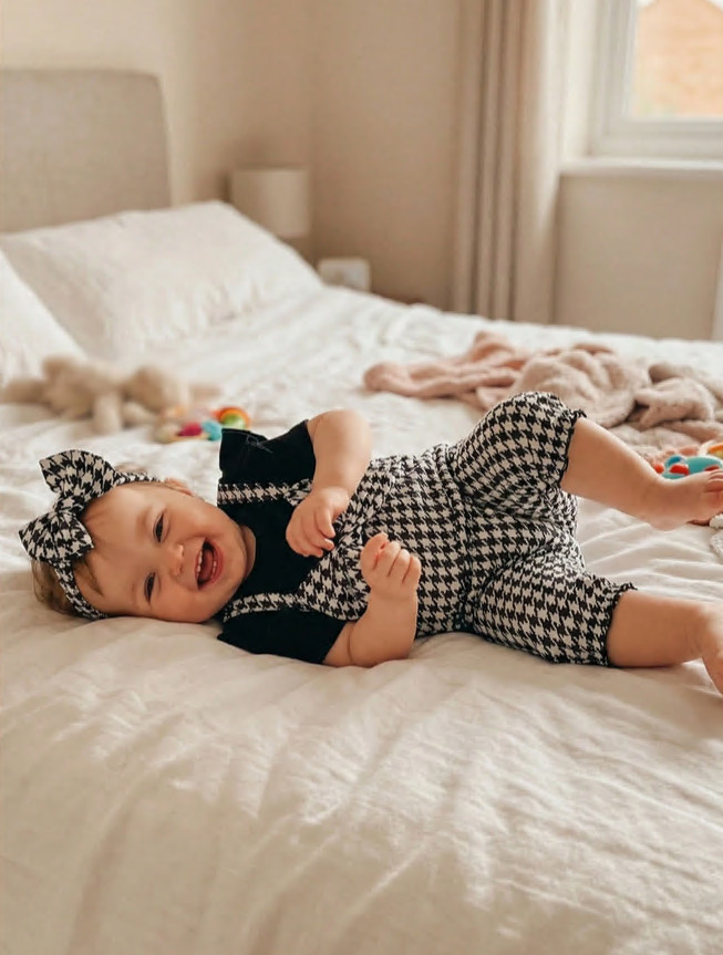 Newborn Baby Girl Outfit Long Sleeve Bee Print Jumpsuit+Bow knot Headband