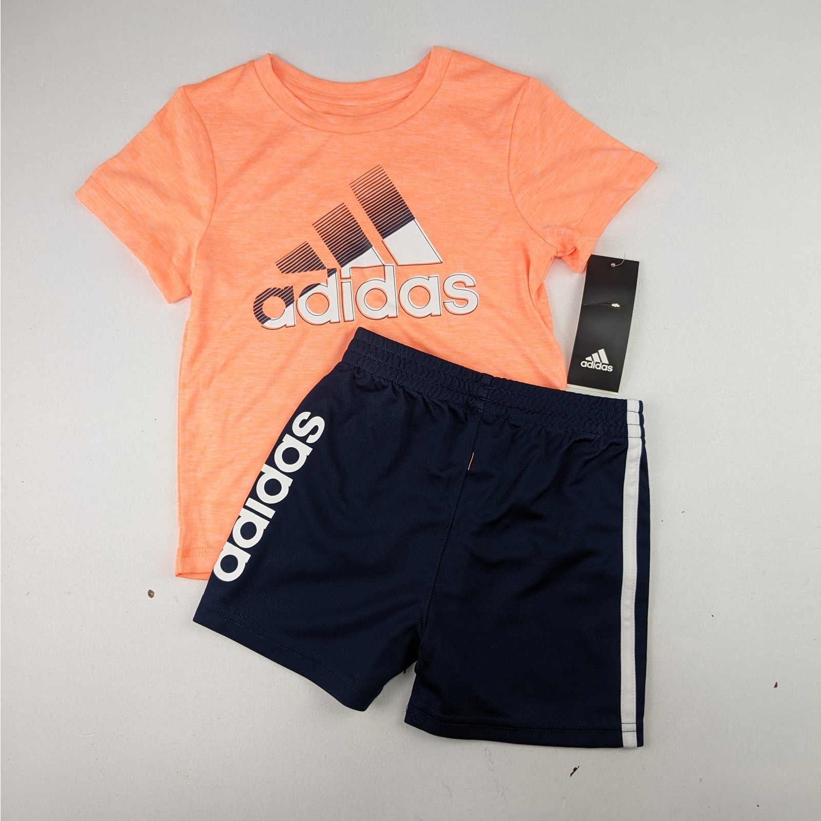 Adidas Orange and Navy Athletic Shorts & Tee Set