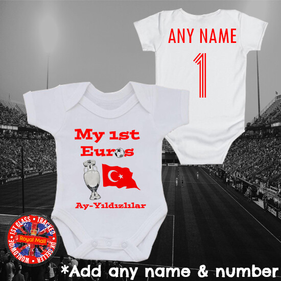 Turkey Turkiye My First Euros Personalised Football Bodysuit Boys Girls