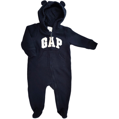 Baby Gap Hooded Navy Outfit Enclosed Feet Bear Ears Sweatshirt 3-6 Months