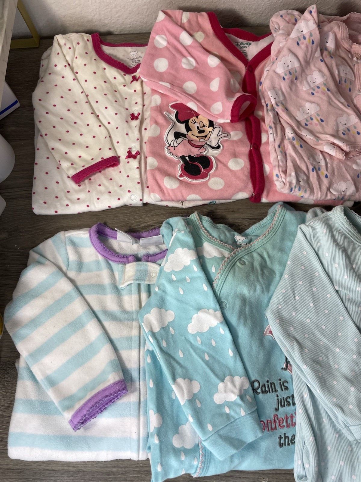 Lot of 10 Baby Girl Clothes 3-6 Months Disney Minnie Mouse Fleece Sleepers Tutu