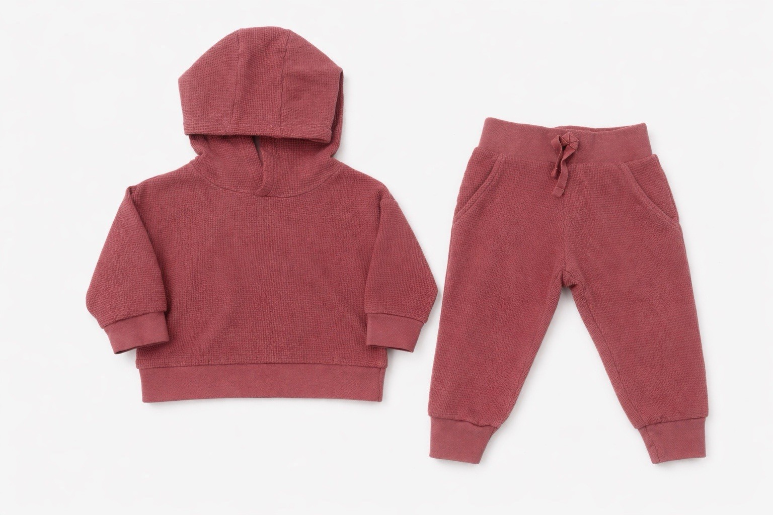 Kendi Organic Cotton Mauve Baby Hoodie & Pants Set 6-12 Months Long Sleeve