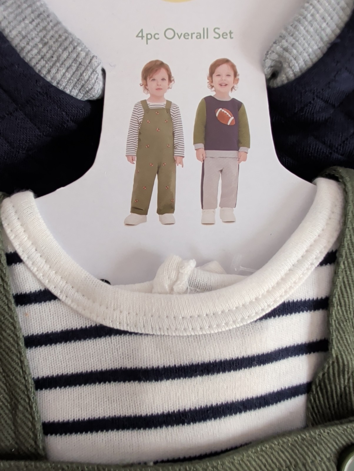 NWT Litle me 4 Piece overall set for Babies Theme Green Football Size 6 Month’s