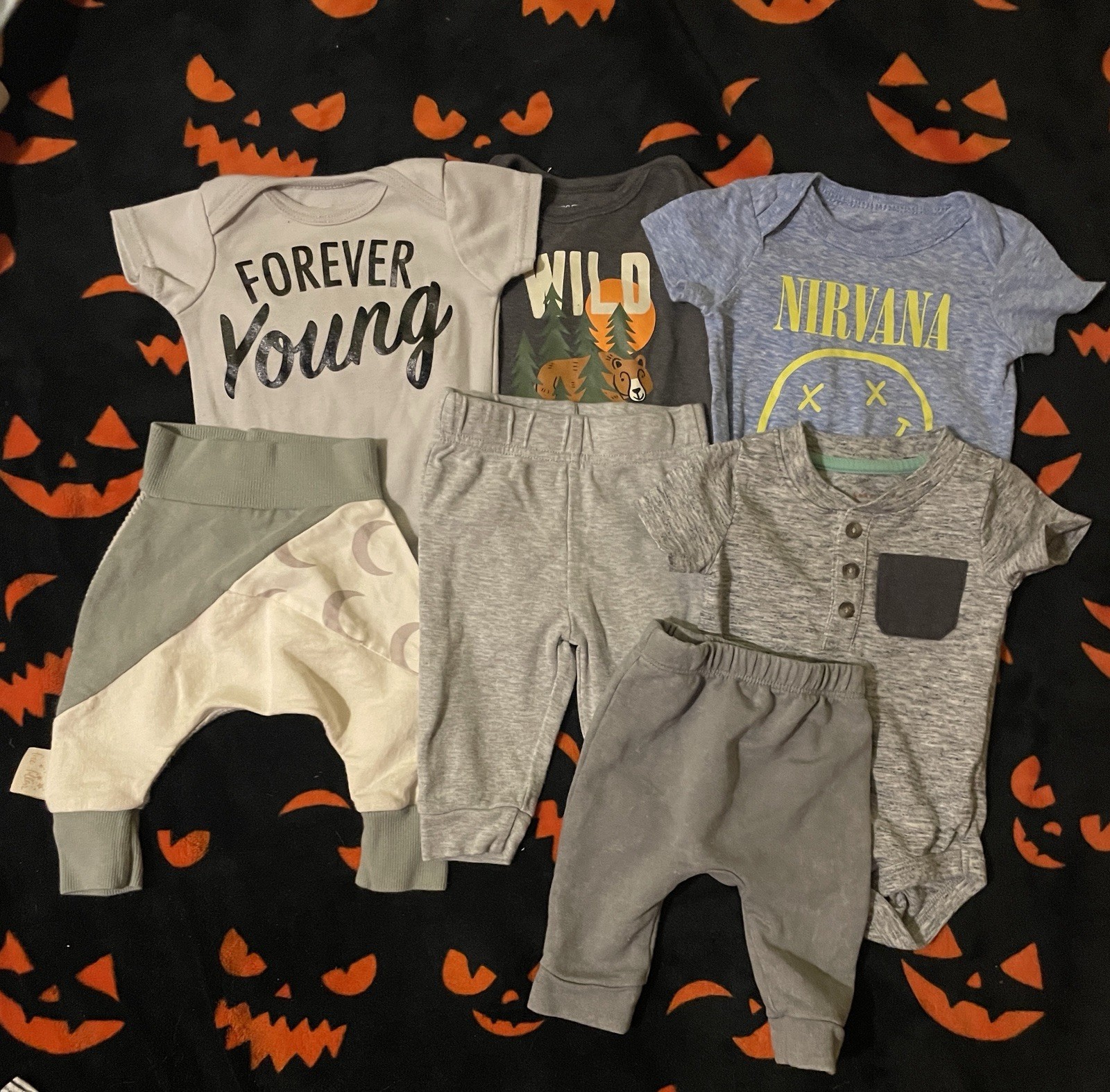 Baby Starters Cat & Jack Old Navy 6 Piece Set 0-3 Months Bodysuits Pants Graphic