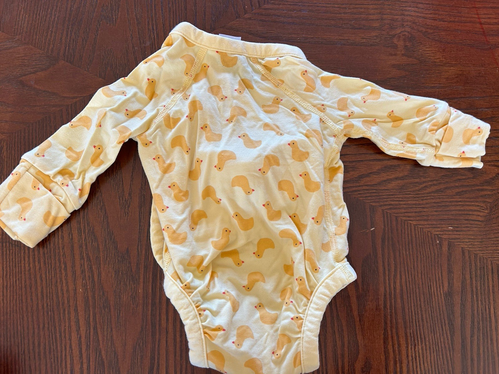 Hanna Andersson Baby Layette Wrap Bodysuit Wiggle Pants, 0-3 Months Ducks Yellow