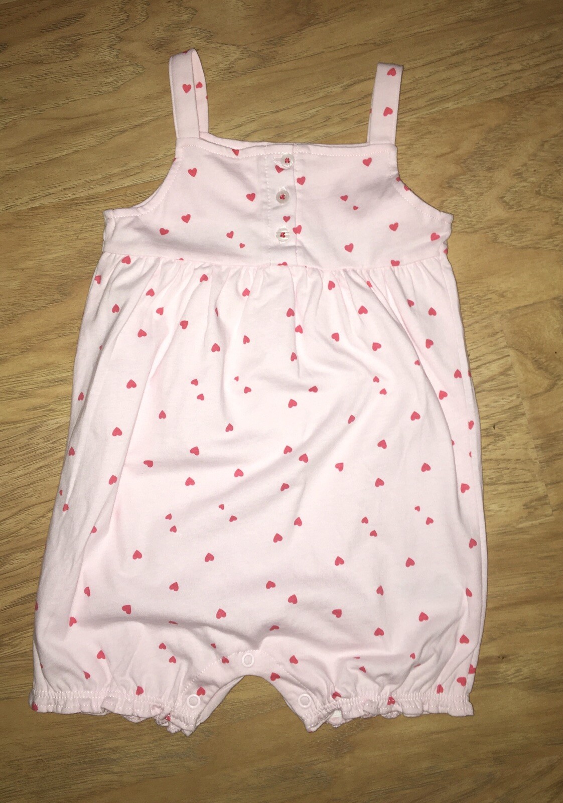 Carters Baby Girl 3 Piece Set – Dress, Bloomers, Pink Heart Romper – Size 24 Mo