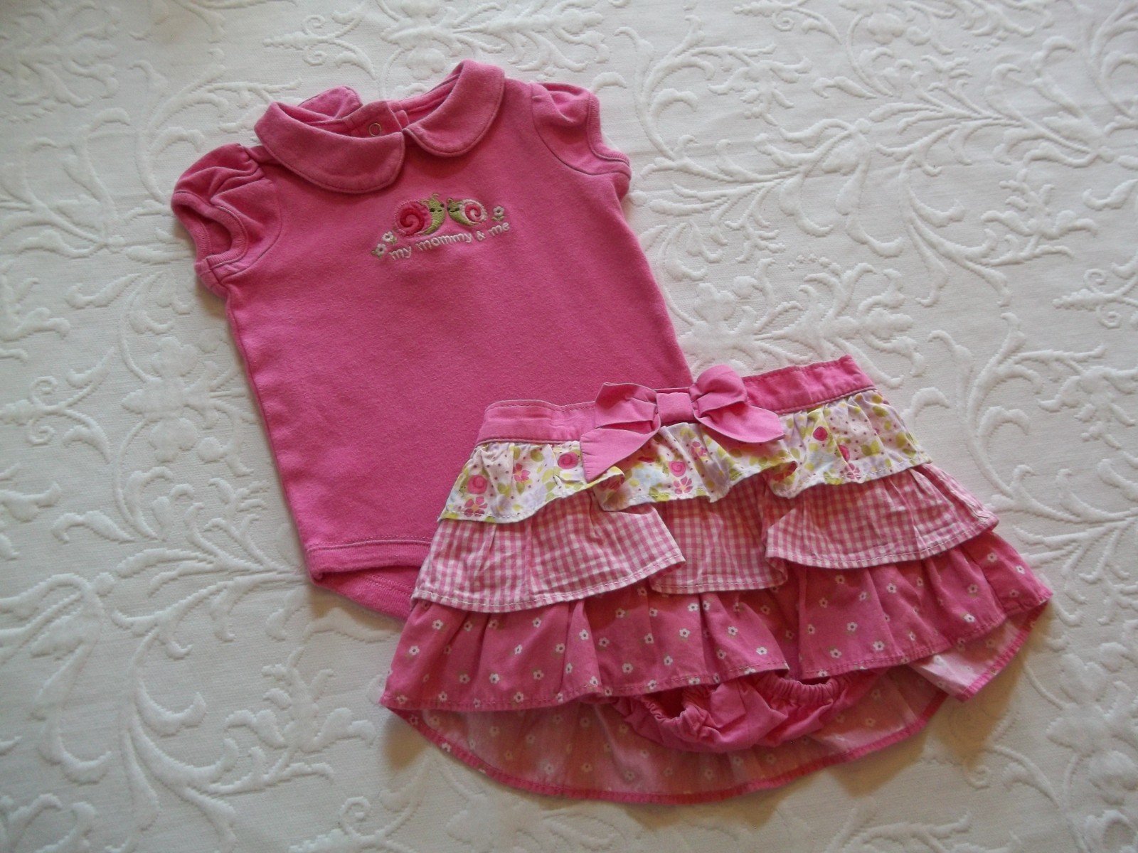 Gymboree Mini Blooms 2012 Snail ruffle skort skirt bodysuit 3-6