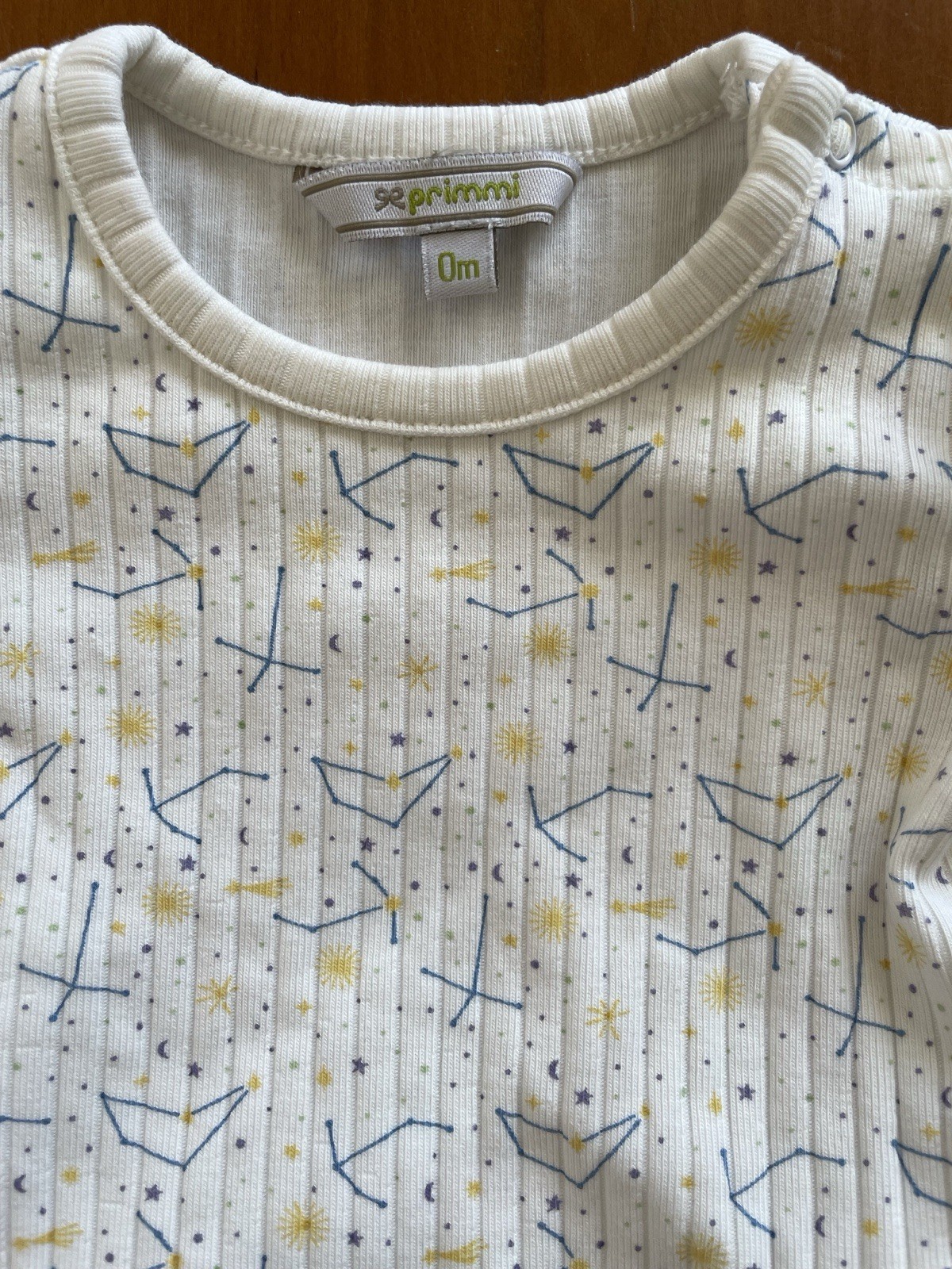 Primmi (Spain) Ivory/Yellow Celestial Ribbed Pima Cotton Top & Leggings-3Mos
