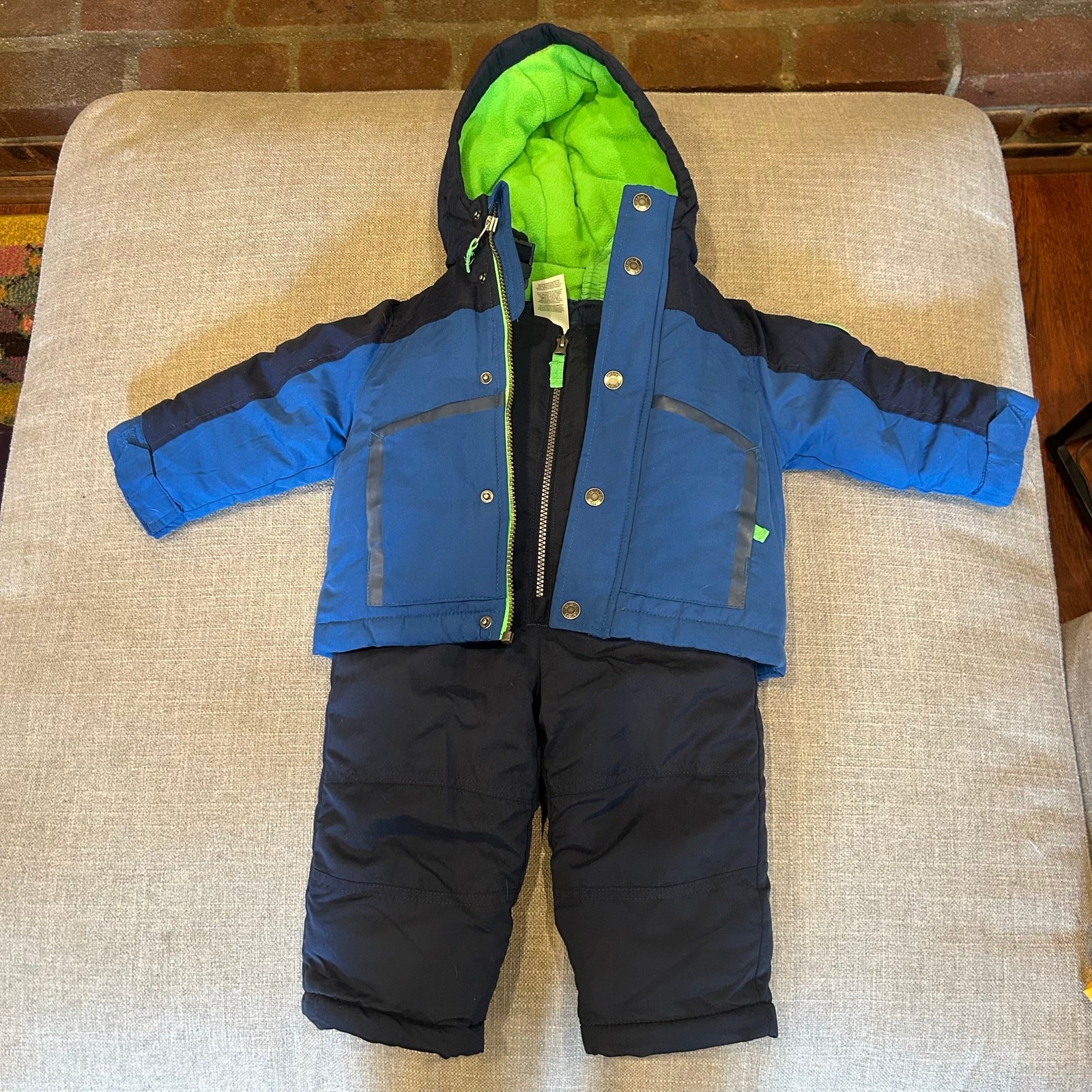 Carter’s Blue Green Toddler Boys Snowsuit Set Size 18M