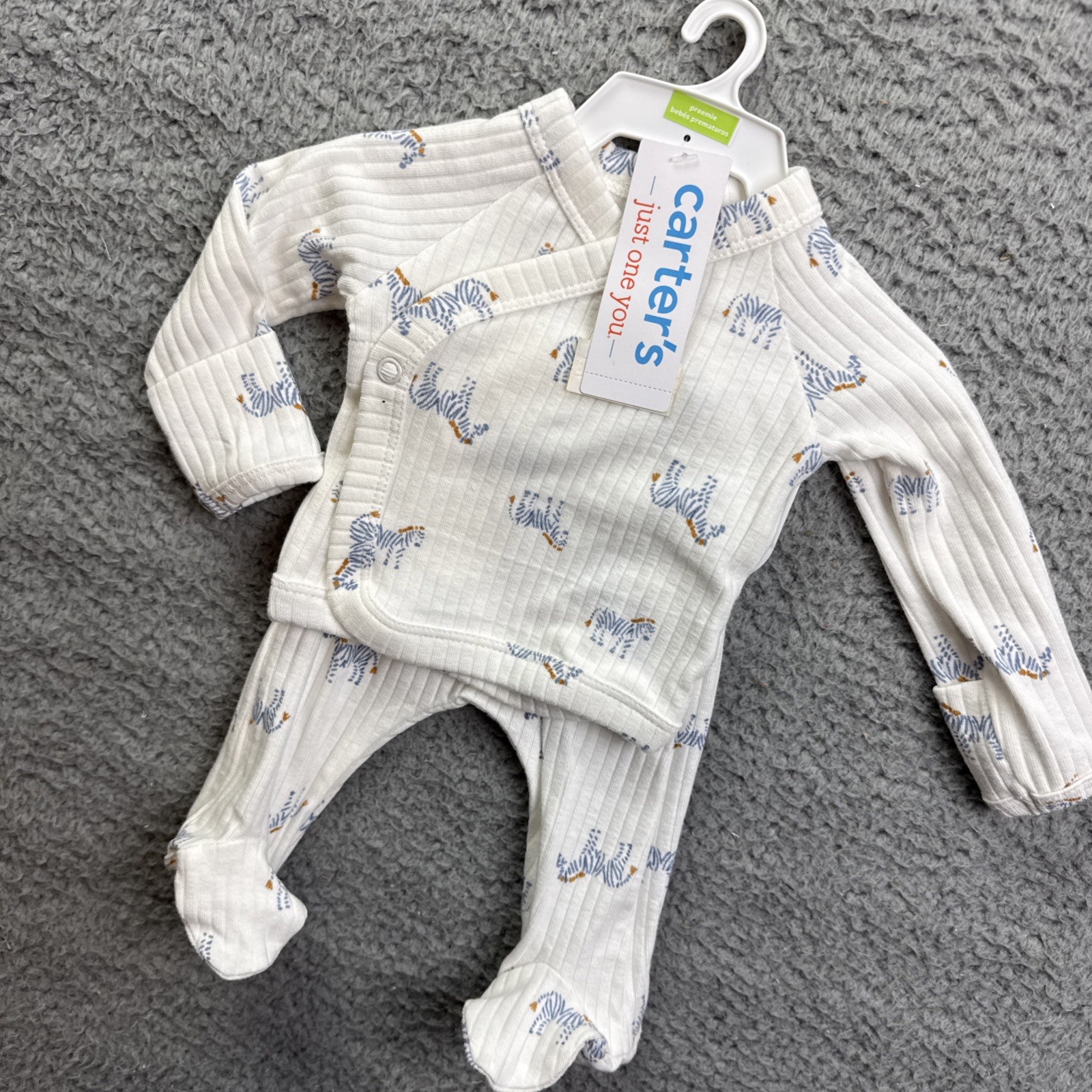 Carter’s Just One You Baby Boys Size Preemie 2pc Zebra Cardigan Set