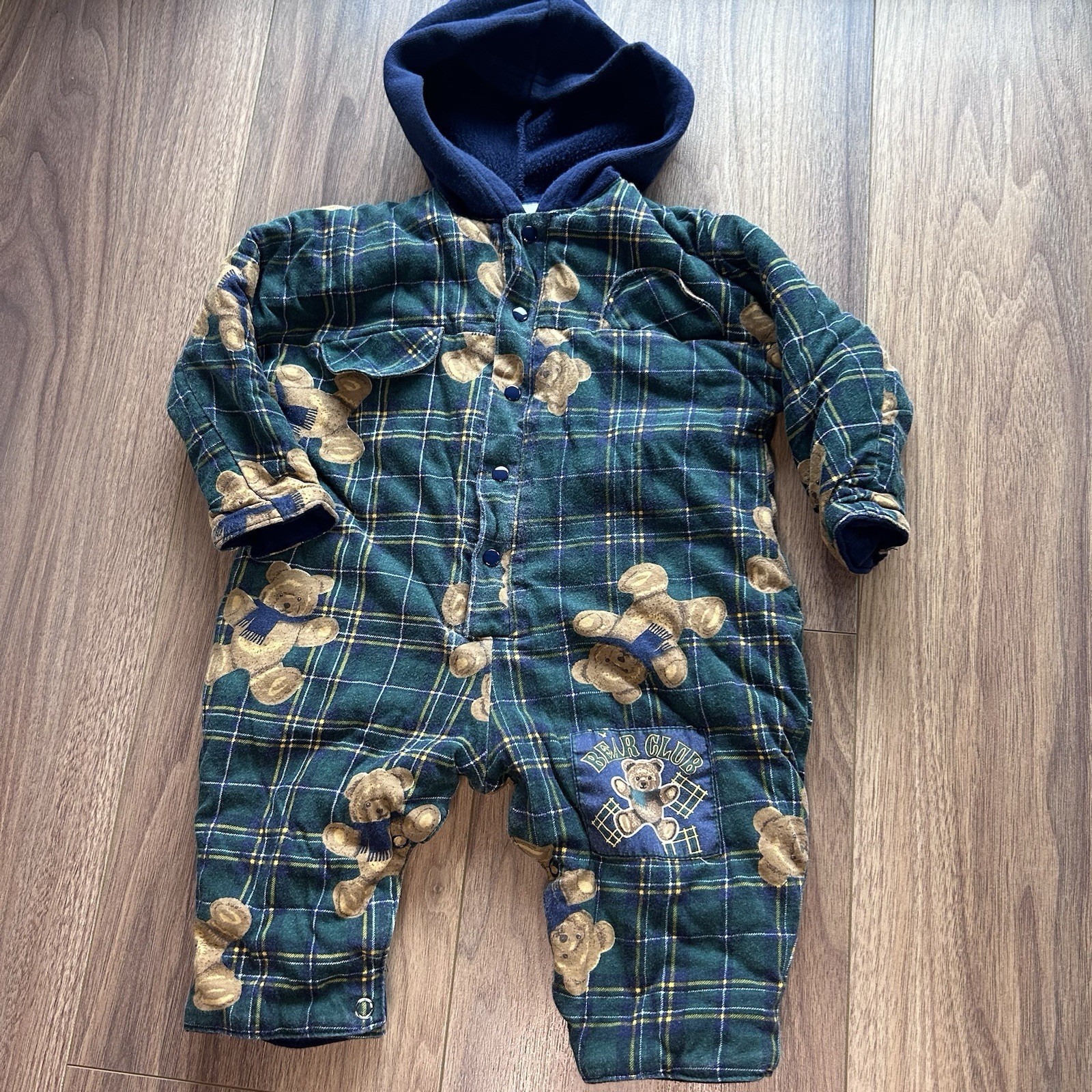 Vintage Mayfair Kids Holiday Bear Romper One Piece Cute 90s Size 6-9 Months