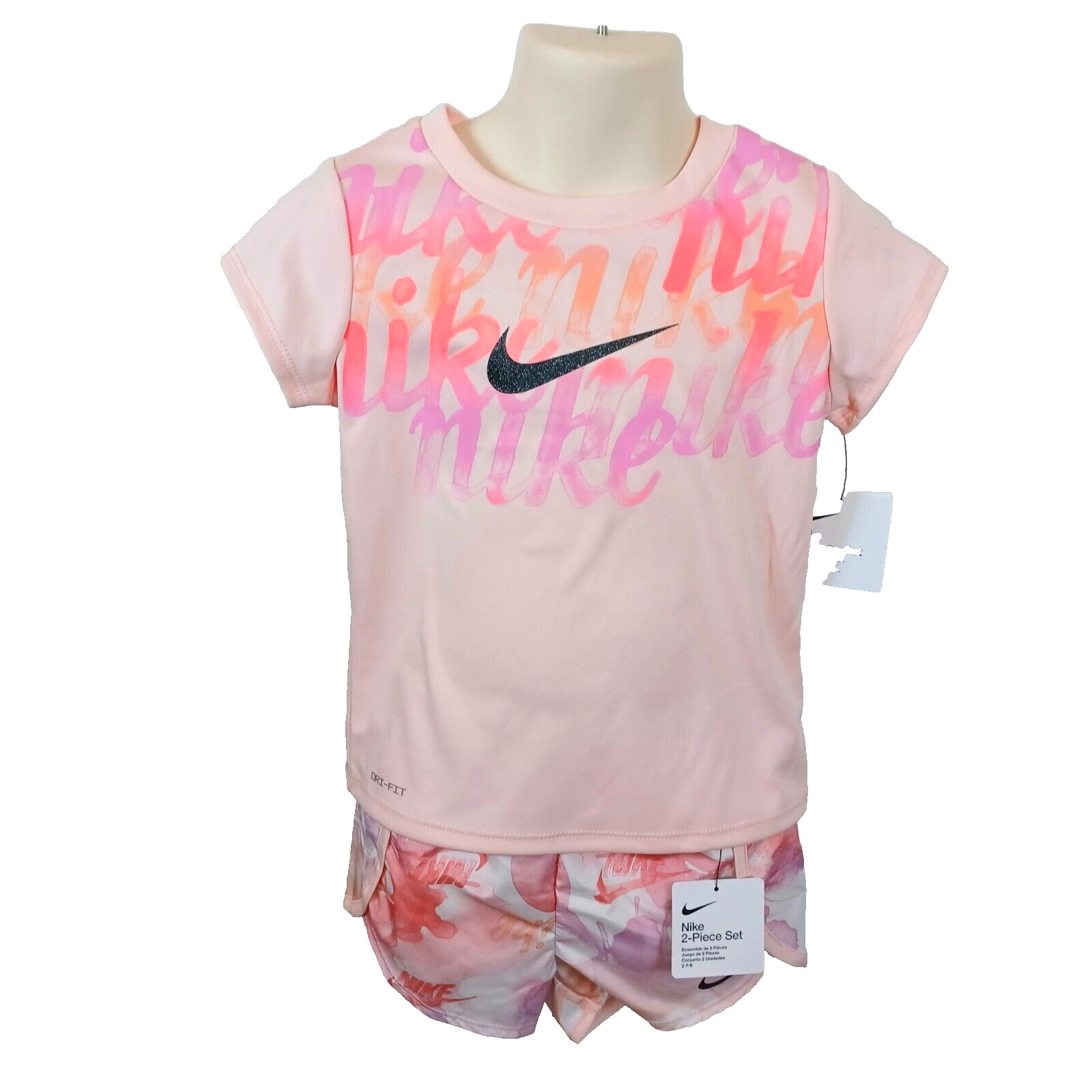 Nike Pink T-Shirt & Shorts Set-4T-Atmosphere-Dri-Fit
