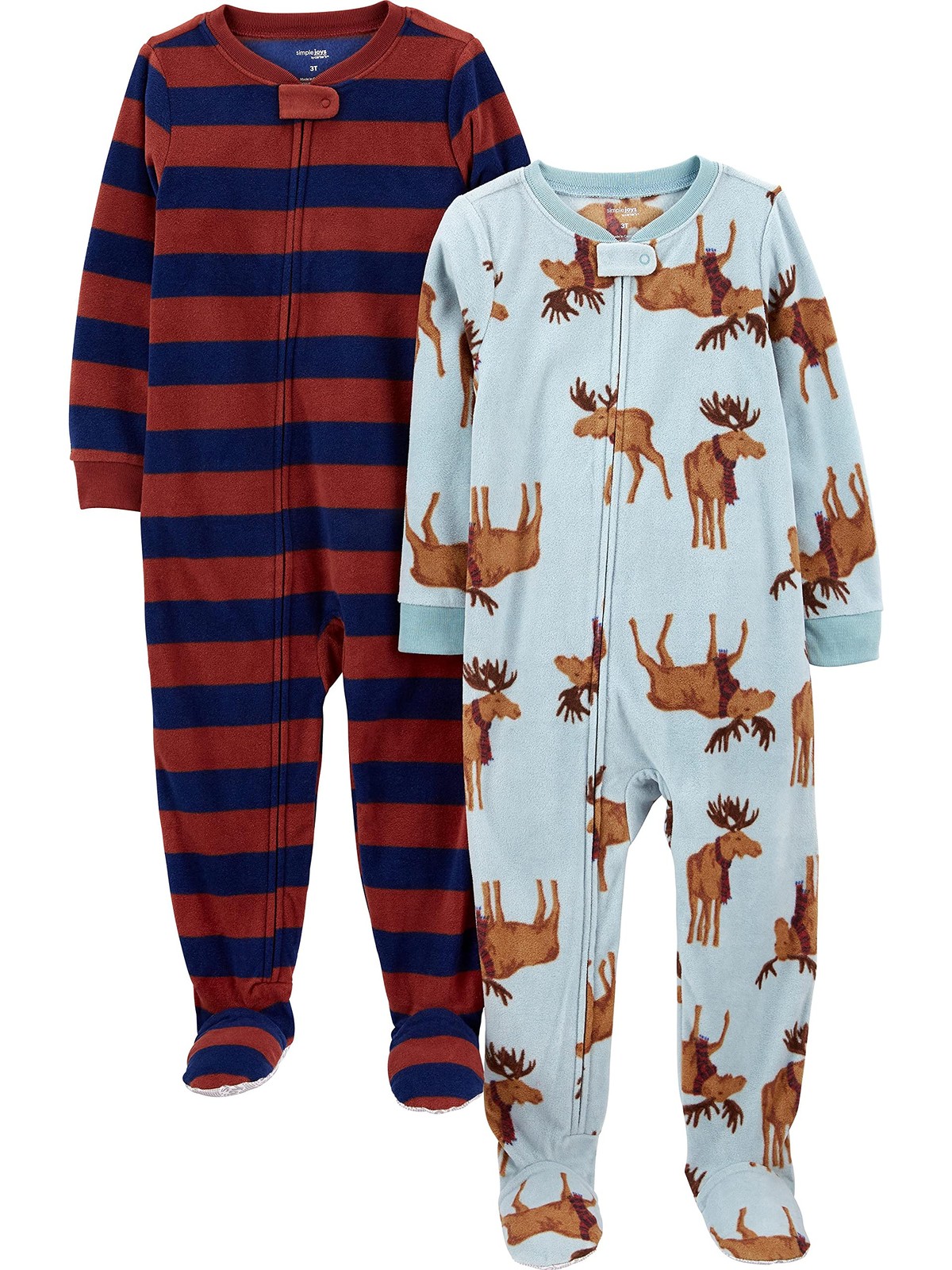 Baby Boys Holiday Loose-fit Flame Resistant Fleece Footed Pajamas And Toddler…