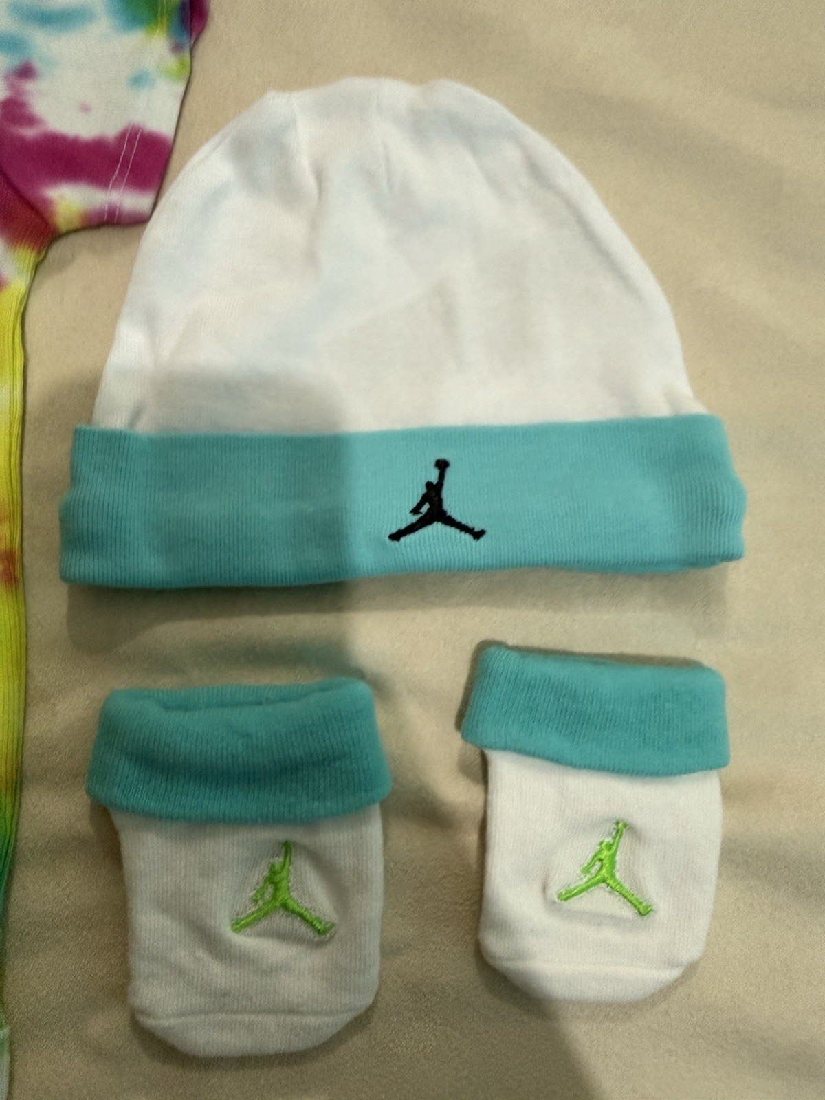 Jordan baby 6-12 months bodysuits, hat and bootie set New