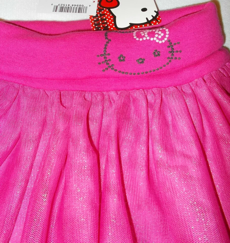 NEW HELLO KITTY GIRLS SIZE 3T PINK SKIRT Tulle Satin TIERED SKIRT Pull on CUTEST