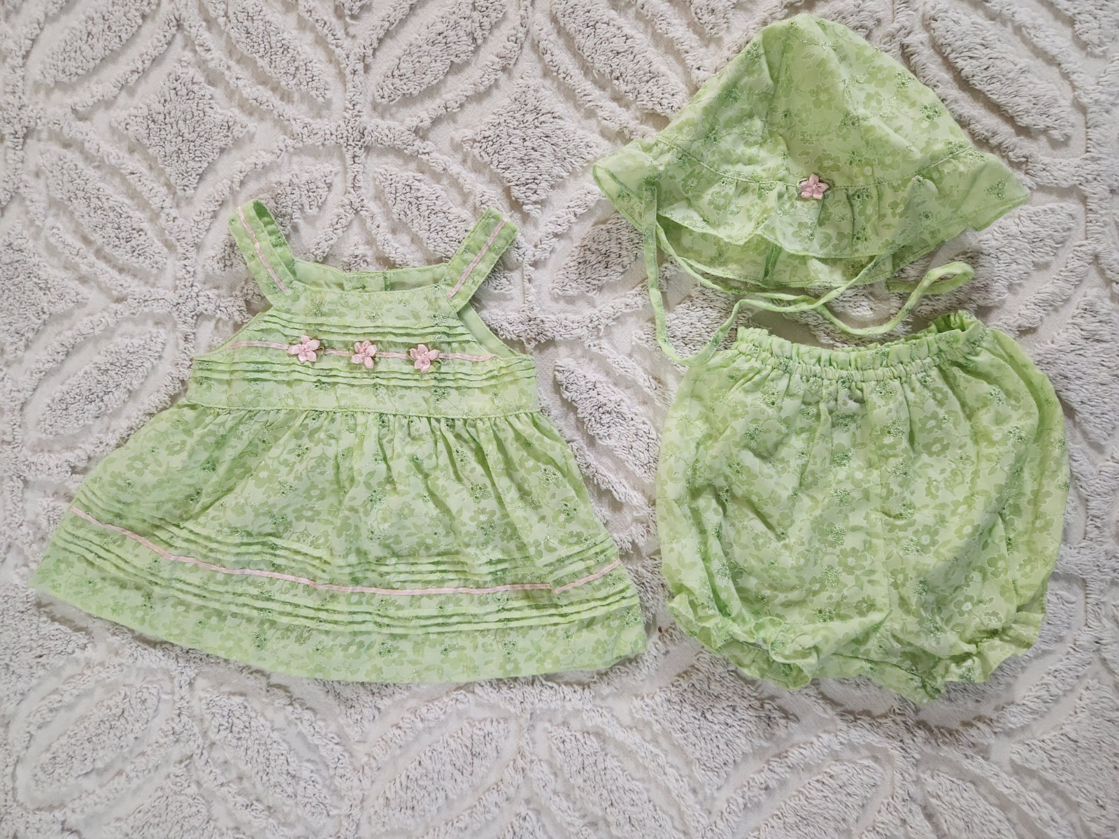 Rare Editions Baby Girl 3 pc. Dress / Sundress-Hat-Bloomers 18 M Beach Floral