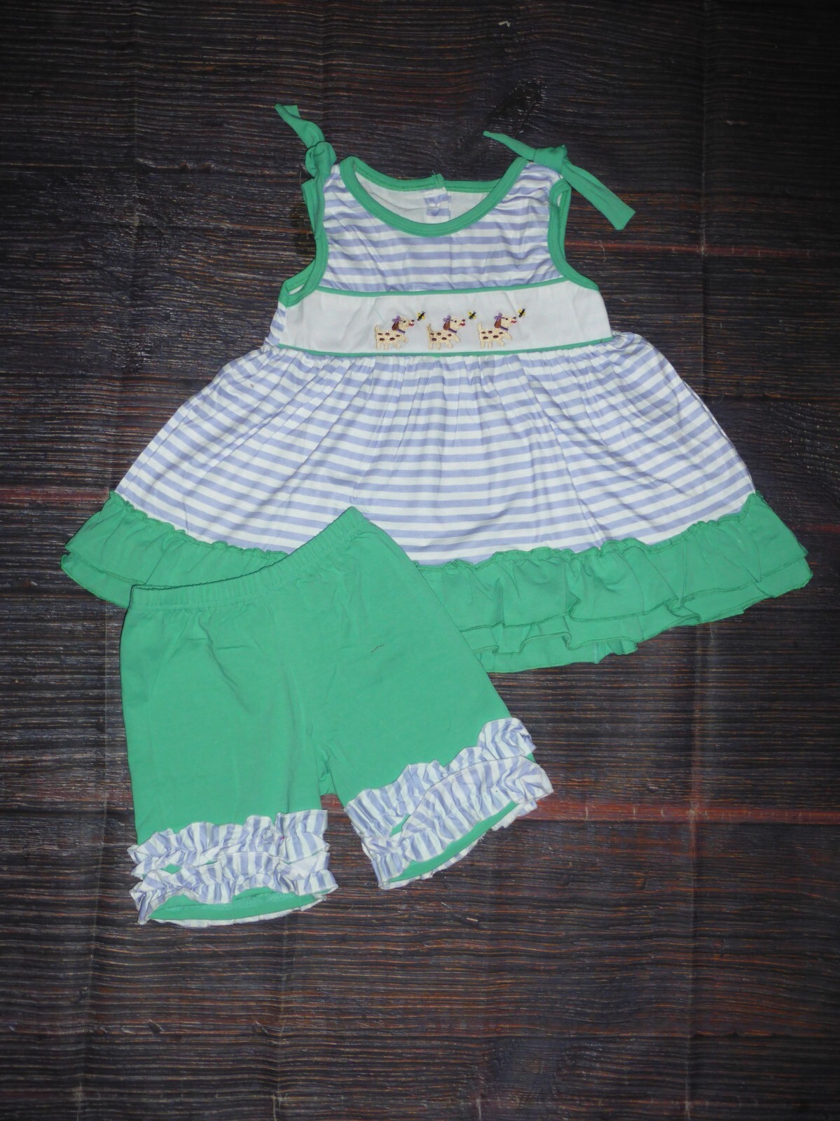 NEW Boutique Puppy Dog Butterfly Tunic & Shorts Girls Outfit Set