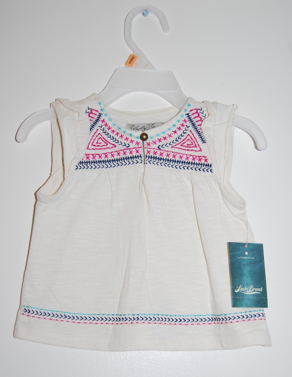 NWT Lucky Brand Infant Girls 2pc Pink Shorts & Slvls Peasant Top Set 12M 18M 24M