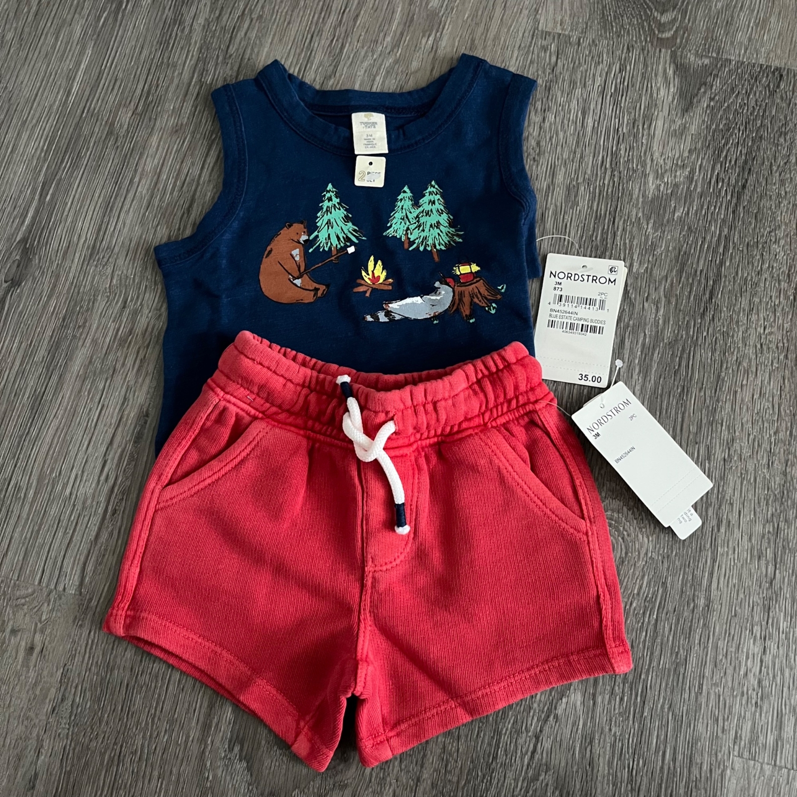 NWT Tucker + Tate Blue Estate Camping Buddies Tank & Short 2 Piece Set 3M