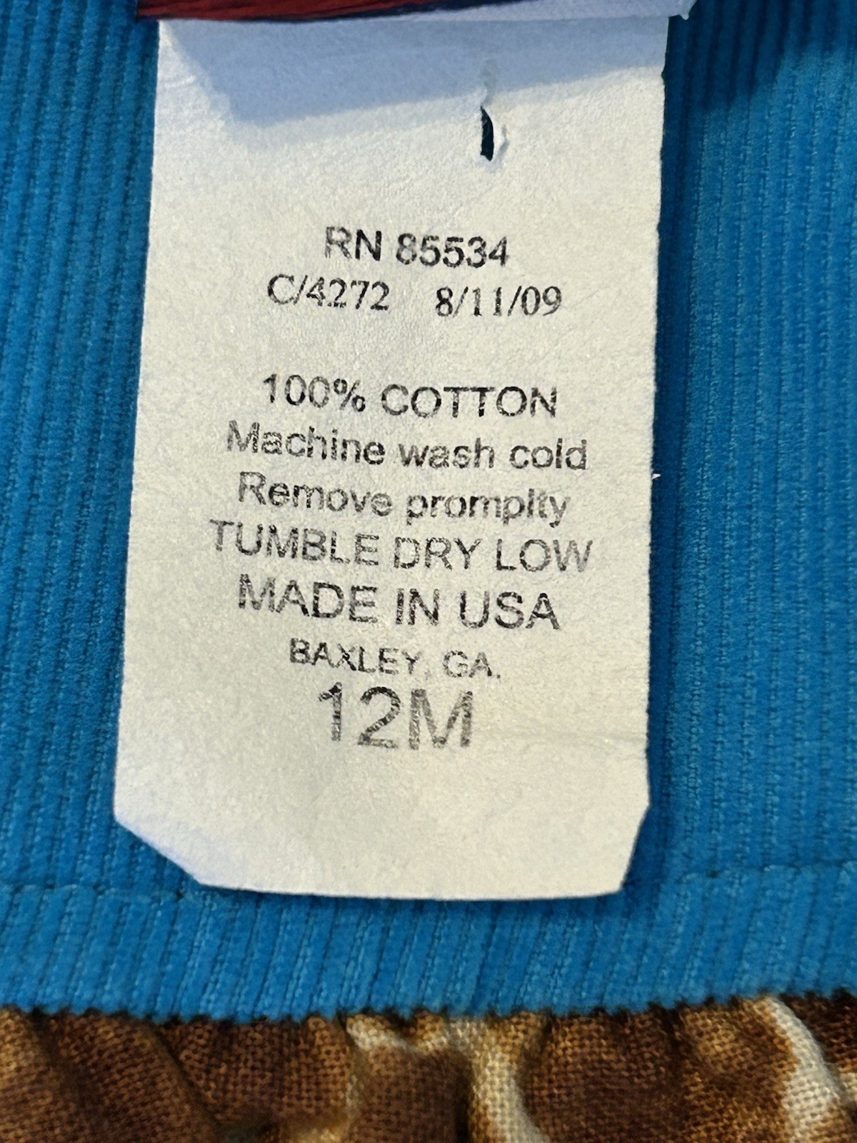 The Bailey Boys Blue Soft Corduroy Giraffe appliqué Leopard Print Trim Size 12 M