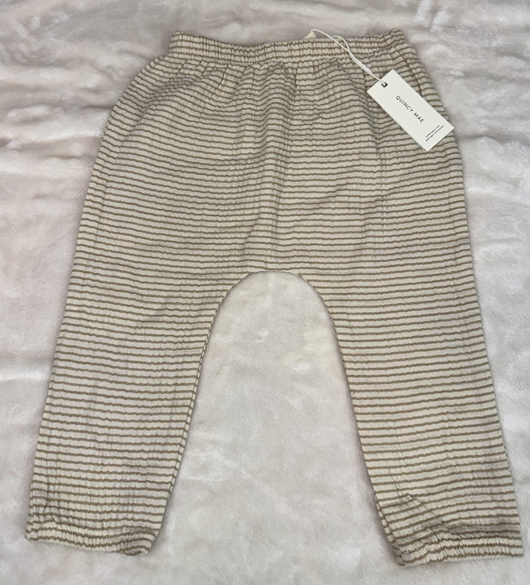 NWT QUINCY MAE Henry Top & Woven Pant Set Ocre Stripe Size 12-18 Months $56.00