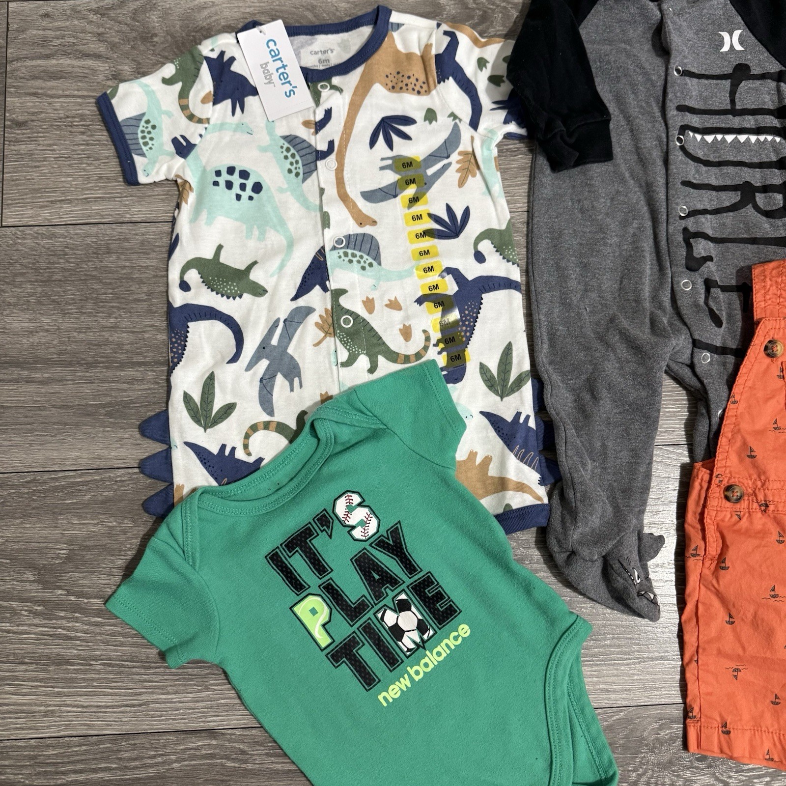 Hurle 6 Months Baby Boy Jumpsuit Dinosaur Short Bodysuit Lot 4-Piece Many Brands