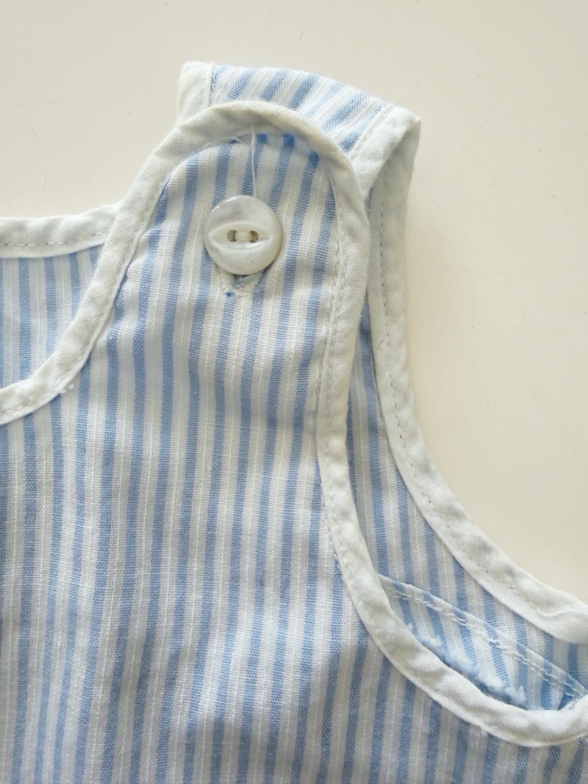 Vintage Baby Outfit Seersucker Sailboat Applique Top + Bloomers : Blue