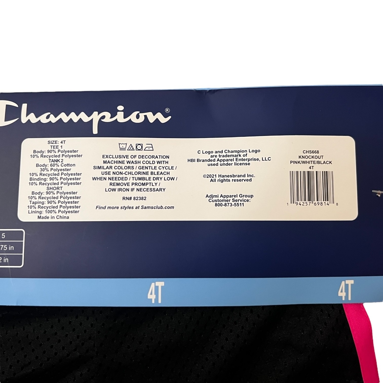 Champion Girls Size 4T T-Shirt Short 3 Piece Set Summer Tee Cotton Pink White