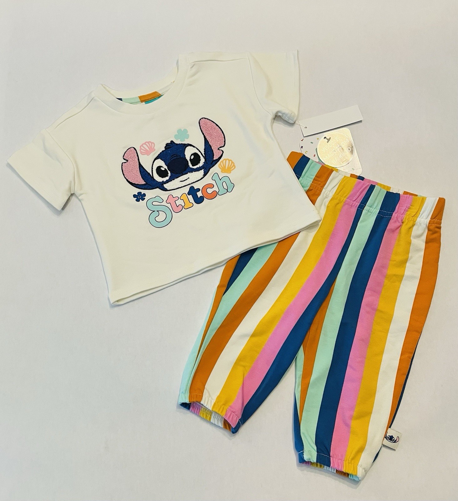 Disney Baby Girl Stitch Clothes 6-9 Months Pants Shirt 2 PC Set Cute Outfit New