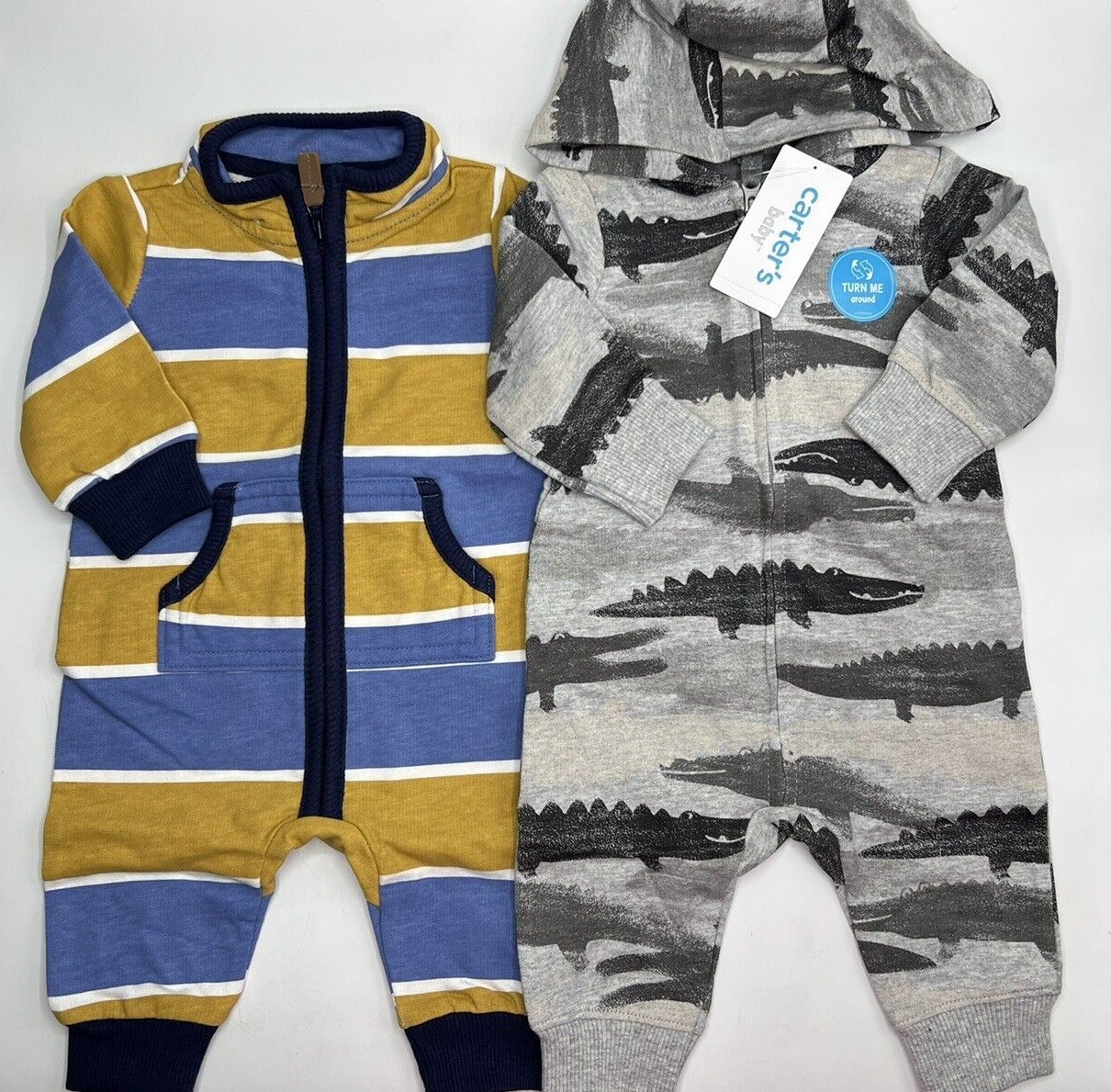 Boys Size 3M Carter’s 2-Pack 1-Piece Outfits Jumpers Alligators Jumpsuits