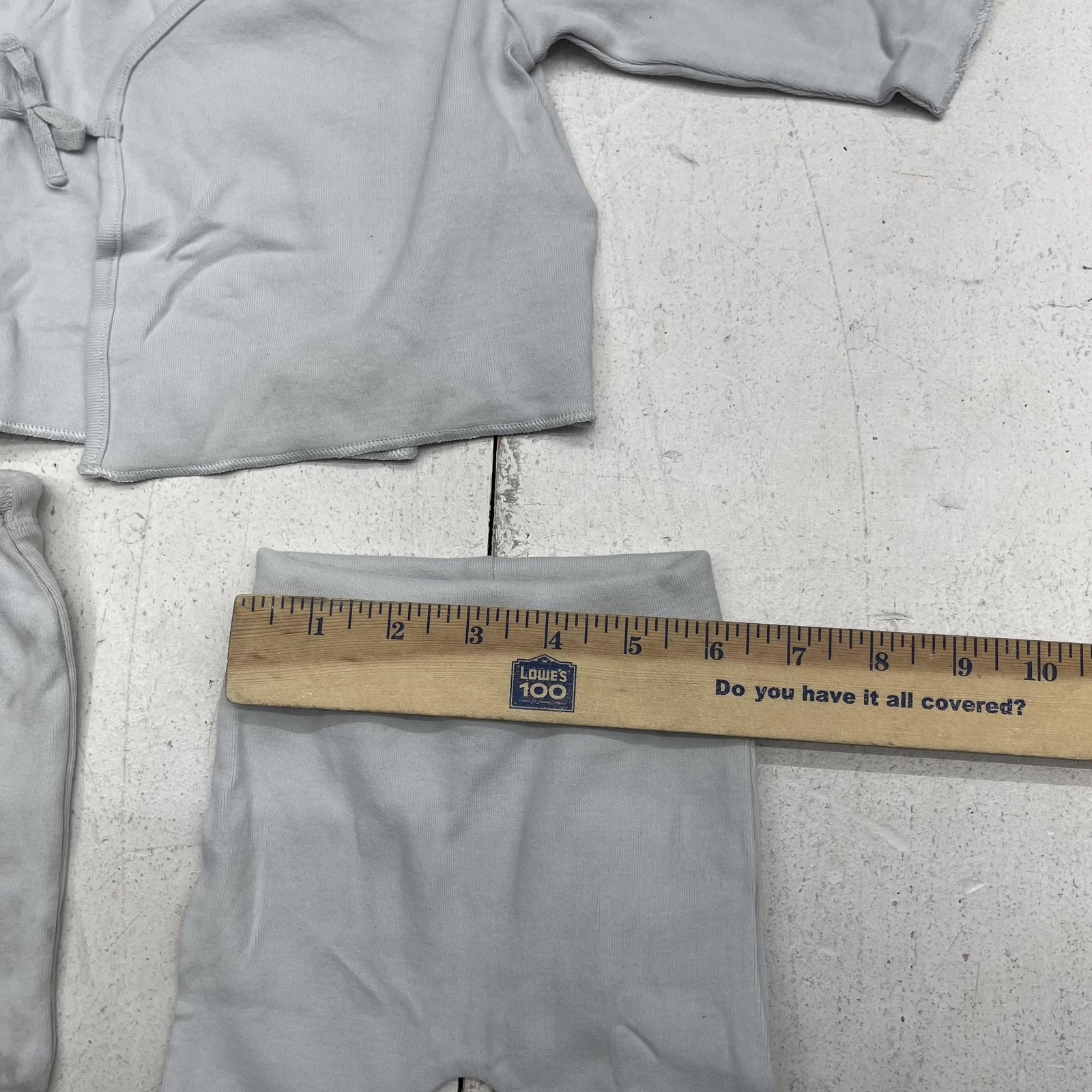 Zara Newborn Outfit Set Baby Girls 0-3M Gray Wrap Shirt Footed Pants Hat 4 Piece
