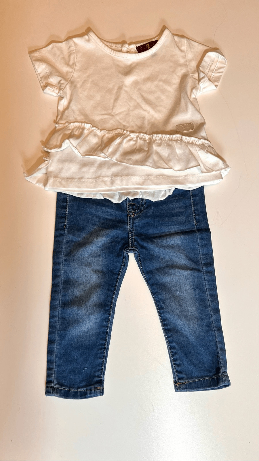 7 for All Mankind Girls 12 Month Set White Top & Blue Jeans