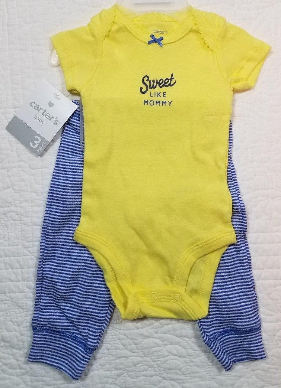 NEW CARTERS BABY GIRLS 2 PIECE SET TURN ME AROUND MOMMY BLUE BUTTERFLY 3M,6M,9M